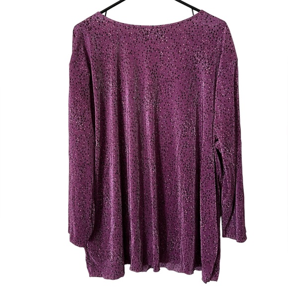 WOMENS PURPLE SPECKLED STRETCHY PULLOVER TUNIC TOP SIZE 24-26W - Picture 2 of 6